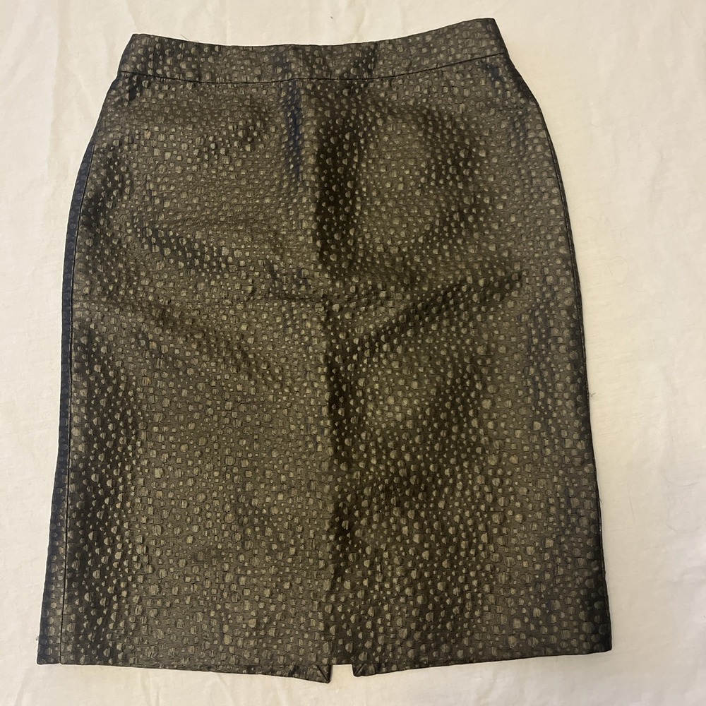 J Crew Dotted Jacquard Gray Metallic Size 4 Pencil Skirt